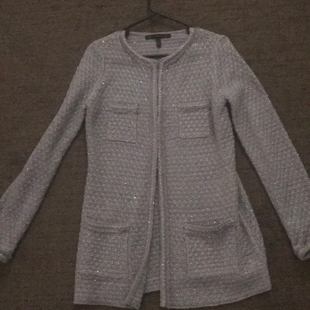 WHBM long cardigan grey sweater